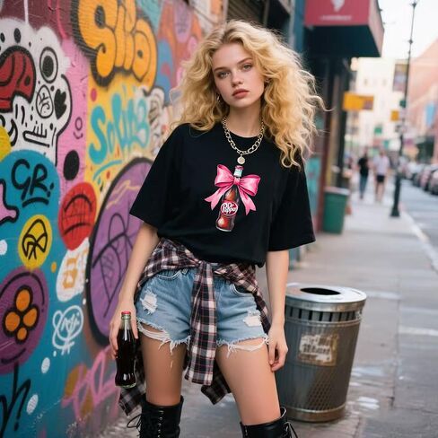 قميص مقولة مضحكة للنساء تي شيرت Coquette Bow Tshirt Soda Lover Graphic بأكمام قصيرة تي شيرت علوي in Kuwait