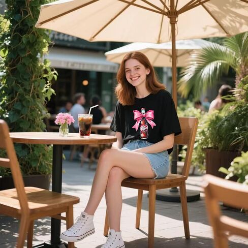 قميص مقولة مضحكة للنساء تي شيرت Coquette Bow Tshirt Soda Lover Graphic بأكمام قصيرة تي شيرت علوي in Kuwait
