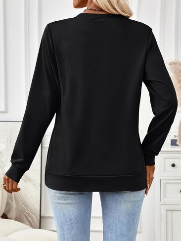 Womens V Neck Lightweight Sweatshirts Fall Fashion Pullover Basic Outfits Casual Tunic Winter Clothes 2025 in Saudi Arabia