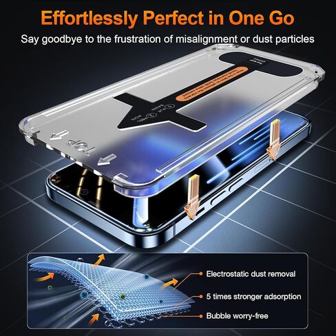 2 Pack for iPhone 16 Pro Max Privacy Tempered Glass Screen Protector 6.9 Inch, 9H Hardness, Auto Dust Removal, Scratch Resistant with Updated Easy Installation Tool in Kuwait