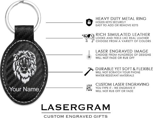 سلسلة مفاتيح بيضاوية LaserGram، كهربائي، نقش شخصي متضمن (برتقالي) in Saudi Arabia
