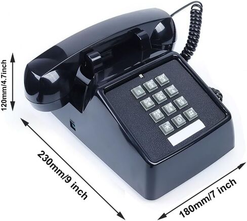 هاتف أرضي للمنزل ريترو مضخم خط واحد سلكي هاتف مكتبي مع قارع الأجراس عالي الصوت للغاية هاتف أرضي منزلي هواتف قديمة الطراز لكبار السن (أحمر)، أسود in Kuwait