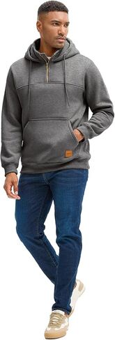 سويت شيرت بغطاء للرأس بسحاب ربع للرجال من القطن والصوف بأكمام طويلة مع جيوب in Kuwait