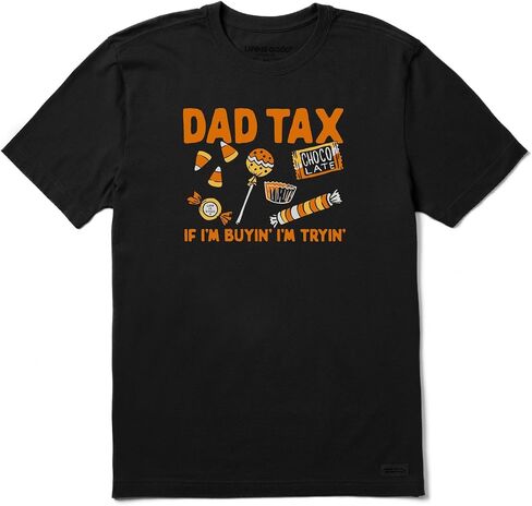 الحياة جيدة. تي شيرت رجالي بأكمام قصيرة من Dad Tax Halloween Crusher، باللون الأسود الباهت in Saudi Arabia