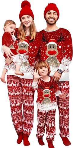 Family Christmas Pajamas Matching Sets Xmas Pajamas for Womens Mens Couples Holiday Sleepwear Sets Long Sleeves Pants in Saudi Arabia