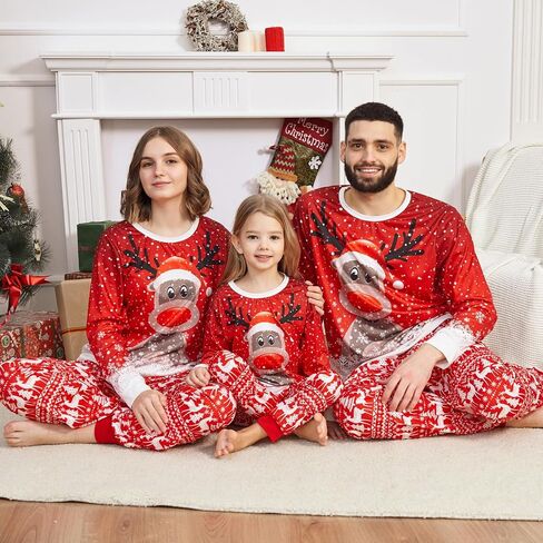 Family Christmas Pajamas Matching Sets Xmas Pajamas for Womens Mens Couples Holiday Sleepwear Sets Long Sleeves Pants in Saudi Arabia