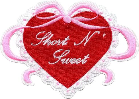 Cutesy Heart With Bow Patch Sweet Coquette Love Embroidered Iron On in Saudi Arabia