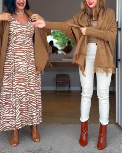 CHICME Solid Poncho Shawl Wraps 2025 Knitted Poncho Cardigan Warm Long Sleeve Cozy Versatile Fringe Sweater Cardigan in Saudi Arabia