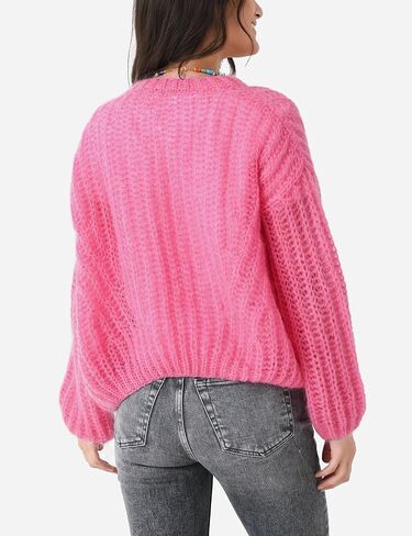 QIBABU Womens Chunky Knit Cardigan Sweater Casual Cropped Open Front Lantern Sleeve Knitwear Coat in Saudi Arabia
