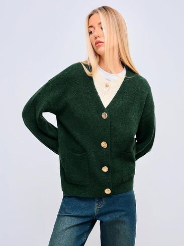 CIDER Oversized Cardigan Women V Neck Button Down Knit Sweater Oversized Wool-Blend Metal Button Cardigan in Saudi Arabia