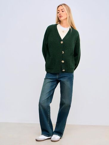 CIDER Oversized Cardigan Women V Neck Button Down Knit Sweater Oversized Wool-Blend Metal Button Cardigan in Saudi Arabia