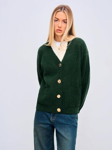 CIDER Oversized Cardigan Women V Neck Button Down Knit Sweater Oversized Wool-Blend Metal Button Cardigan in Saudi Arabia