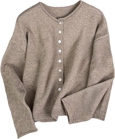 Women's Rolled Button Down Cardigan Long Sleeve Knit Sweaters Lightweight Outerwear Fall Outfits in Saudi Arabia