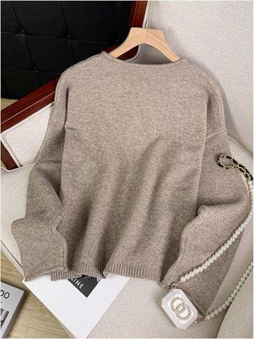 Women's Rolled Button Down Cardigan Long Sleeve Knit Sweaters Lightweight Outerwear Fall Outfits in Saudi Arabia