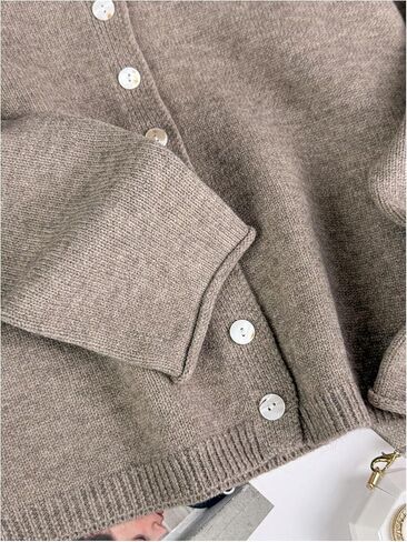 Women's Rolled Button Down Cardigan Long Sleeve Knit Sweaters Lightweight Outerwear Fall Outfits in Saudi Arabia