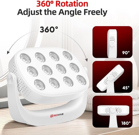 Red Light Therapy, Near Infrared 660nm 850nm Portable Red Light Therapy for Face and Body 4000mAh Battery Include Rotate 360 Degrees 12LEDS Dual Chip Device at Home Sport Yoga in Saudi Arabia
