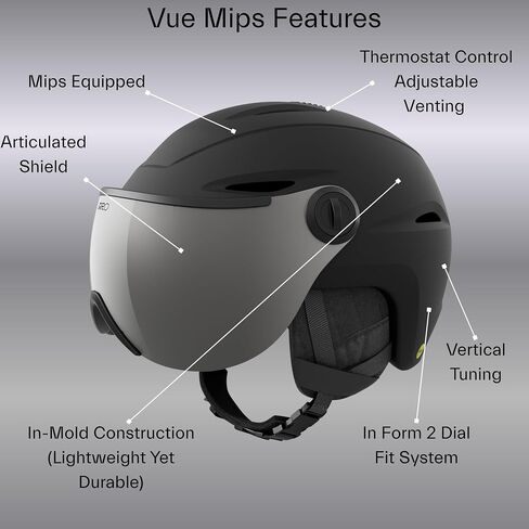Giro Vue MIPS Ski Helmet - Snowboard Helmet for Men, Women & Youth - Matte Black - S (52-55.5 cm) in Saudi Arabia