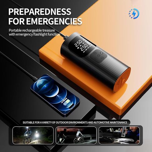 Tire Inflator Portable Air Compressor - 150 PSI Tire Inflator with Dual Power, 5 Preset Modes for Car/Mrcycle/Bicycle/Balls in Saudi Arabia