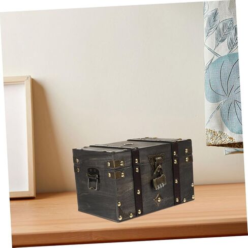 Wooden Pirate Treasure Chest Multi-functional Storage Box Lockable Jewelry Document Book Organizer in Saudi Arabia