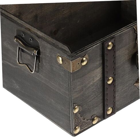 Wooden Pirate Treasure Chest Multi-functional Storage Box Lockable Jewelry Document Book Organizer in Saudi Arabia