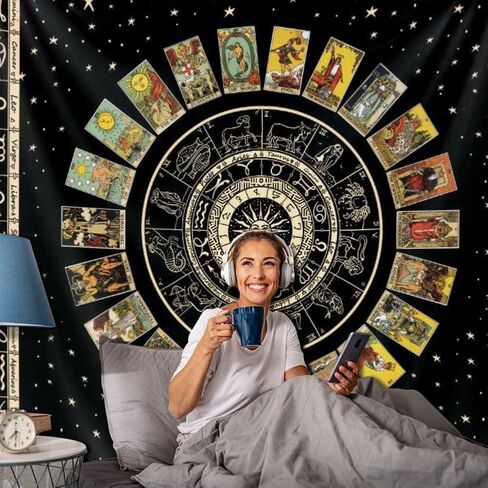 Tarot Tapestry - Wall Hanging Tarot Card Tapestry for Teen Girl's Bedroom Witch Constellation Theme in Saudi Arabia