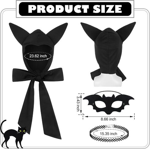 Halloween Bat Costume Accessories for Women Bat Ears Bonnet Black Eye Mask Collar for Adult Halloween Themed Cosplay Dress Costume Party in Saudi Arabia