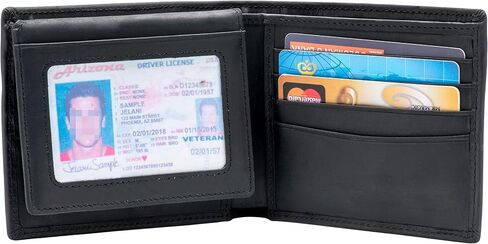 Real Leather RFID Blocking Genuine Real Leather Bifold Wallet for Men with Zipper and 2 ID Windows (Black) in Saudi Arabia