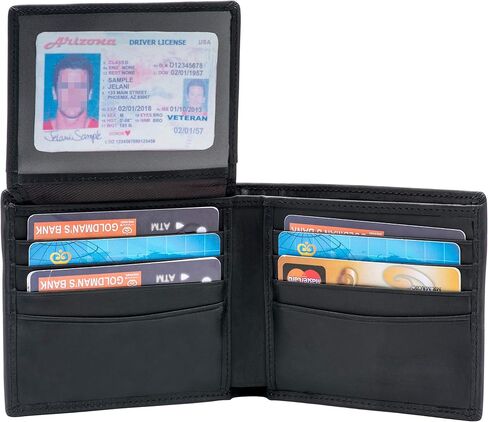 Real Leather RFID Blocking Genuine Real Leather Bifold Wallet for Men with Zipper and 2 ID Windows (Black) in Saudi Arabia