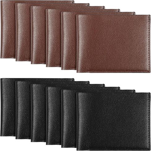 12 Pieces Wallet for Men, Bifold Wallets Bulk for DIY Engraving, PU Blanks Wallet for Men Father's Day, Thank You, Employees Christmas Gifts, With Money Clip, Card Holder(6 Black & 6 Light Brown) in Saudi Arabia