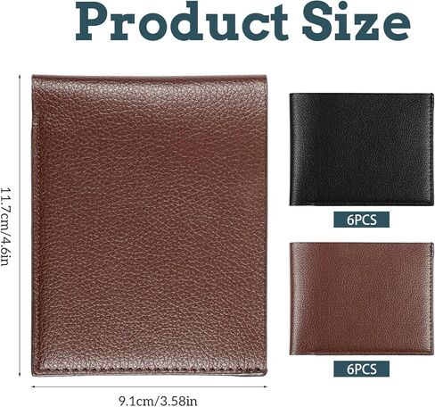 12 Pieces Wallet for Men, Bifold Wallets Bulk for DIY Engraving, PU Blanks Wallet for Men Father's Day, Thank You, Employees Christmas Gifts, With Money Clip, Card Holder(6 Black & 6 Light Brown) in Saudi Arabia