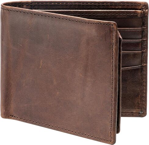 Real Leather RFID Blocking Genuine Real Leather Bifold Wallet for Men with Zipper and 2 ID Windows (Black) in Saudi Arabia