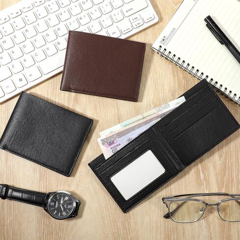 12 Pieces Wallet for Men, Bifold Wallets Bulk for DIY Engraving, PU Blanks Wallet for Men Father's Day, Thank You, Employees Christmas Gifts, With Money Clip, Card Holder(6 Black & 6 Light Brown) in Saudi Arabia