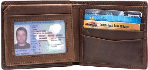 Real Leather RFID Blocking Genuine Real Leather Bifold Wallet for Men with Zipper and 2 ID Windows (Black) in Saudi Arabia