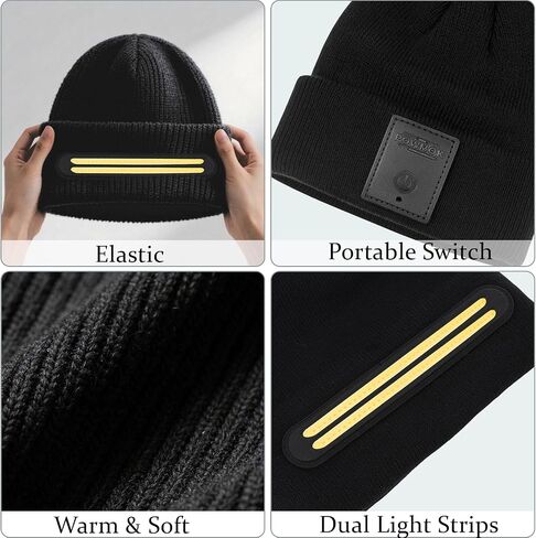 GRACETOP LED Beanie with Light – 230° Wide Beam USB Rechargeable Headlamp Beanie, Warm Winter Knitted Cap for Men & Women, Outdoor Gear & Gifts (Red) in Saudi Arabia