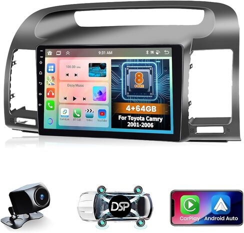 لتويوتا كامري 2000-2006 أندرويد 13 ستيريو سيارة، 8 كور 4 جيجابايت + 64 جيجابايت 9 بوصة شاشة لمس لاسلكية أبل كاربلاي أندرويد راديو السيارة التلقائي يدعم نظام تحديد المواقع والملاحة واي فاي BT USB FM EQ in Kuwait