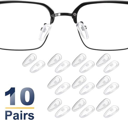 HARFINGTON 10 Pairs Eyeglass Nose Pads 5mm Thickness Silicone Anti-Slip Glasses Nose Grips Air Bag Slip-on Glasses Nose Pads for Plastic Frames Glasses Sunglasses, Clear in Saudi Arabia