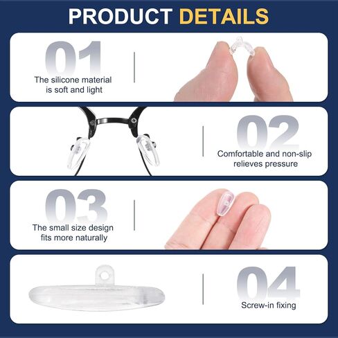 HARFINGTON 10 Pairs Eyeglass Nose Pads 5mm Thickness Silicone Anti-Slip Glasses Nose Grips Air Bag Slip-on Glasses Nose Pads for Plastic Frames Glasses Sunglasses, Clear in Saudi Arabia