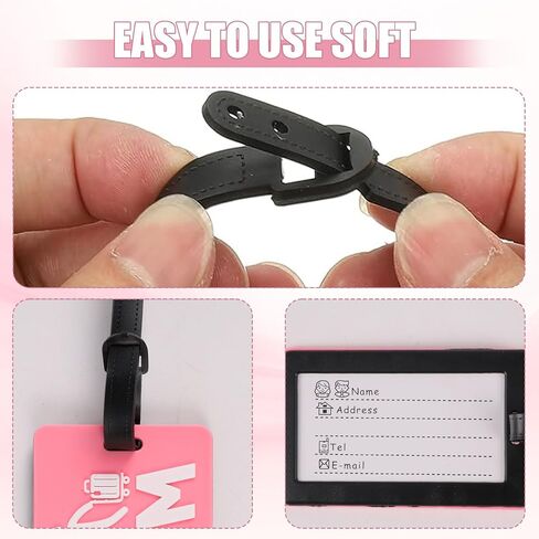 Funny Luggage Tags Colorful Travel Luggage Tags Cute Baggage Bag Tags Suitcase Travel Baggage Bag (Pink) in Kuwait