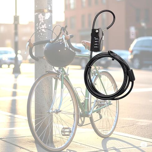 Bosvision قفل مركب مكون من 4 أرقام مع كابل فولاذي للأمان، 6'7 بوصة (200 سم) in Kuwait