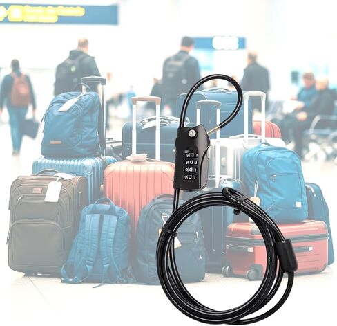 Bosvision قفل مركب مكون من 4 أرقام مع كابل فولاذي للأمان، 6'7 بوصة (200 سم) in Kuwait