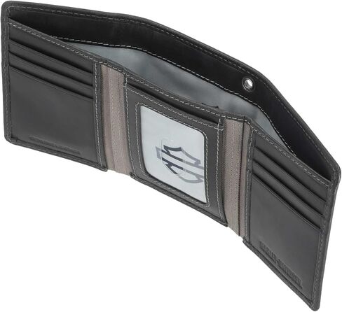 Harley-Davidson Men's Skull Stitch Tri-Fold Genuine Leather Wallet, Black in Saudi Arabia
