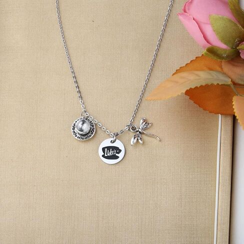 MAOFAED Tv Show Inspired Necklace, Coffee Shop Gift Star Hollow Gift Where You Lead I Will Follow Dragonfly INN Gift (ggirl Necklace) in Saudi Arabia