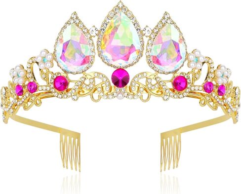 Rapunzel Crown Girls Women Princess Crown Tiara for Little Girls Kids Princess Birthday Accessories Halloween in Kuwait