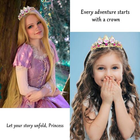 Rapunzel Crown Girls Women Princess Crown Tiara for Little Girls Kids Princess Birthday Accessories Halloween in Kuwait