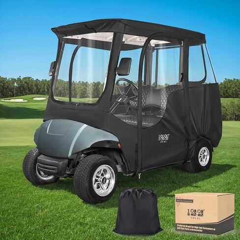 حاوية قيادة عربة الجولف 2 تناسب الركاب Yamaha G14 G16 G22 G29 Drive and Drive 2، غطاء المطر لعربة الجولف مع زجاج أمامي شفاف قابل للطي، فتحات مرآة جانبية، حاوية قماش أكسفورد مقاومة للماء in Kuwait