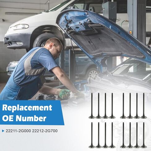 16 قطعة مجموعة صمامات عادم السحب 22211-2G000 لشركة Hyundai 2.0L G4KD Santa Fe Sonata لكيا فورتي أوبتيما 2010-2021 2.0T 2.4L استبدال 22211-2G000, 22212-25002 in Saudi Arabia