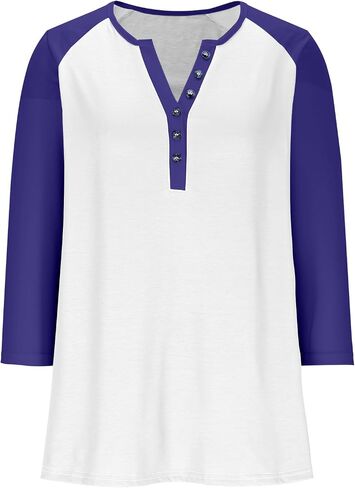 3/4 Sleeve Tops for Women Workout Jersey Shirts Baseball Style Raglan Tshirts Casual Color Block V Neck Tees in Saudi Arabia
