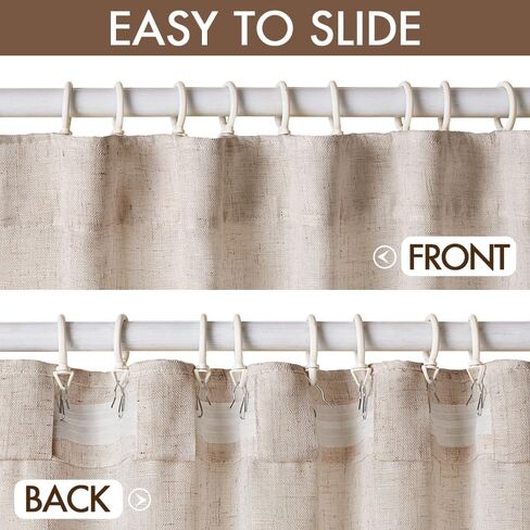 MIULEE 96 بوصة طويلة ستائر الكتان الطبيعي 2 لوحات، قرصة مطوي السنانير سميكة الكتان محكم نافذة الستائر لغرفة النوم غرفة المعيشة علامة التبويب الخلفية شبه شفافة تصفية ضوء مزرعة محايدة كريم العاج in Kuwait