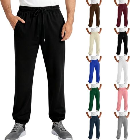 Mens Sweatpants Joggers Fleece Elastic Bottom Sweat Pants with Pockets Casual Athletic Lounge Workout Fall Winter in Saudi Arabia