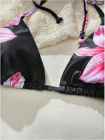 OYOANGLE Women's 2 Pack Boho Floral Triangle Bikini Tops Set Halter String Swimsuit Top Only in Saudi Arabia